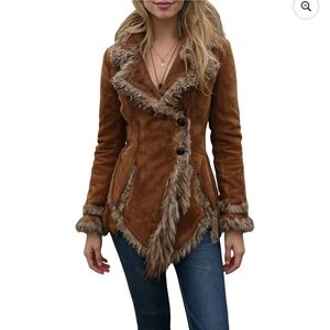 NWT Faux Fur Collar Lapel Jacket